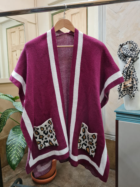 Poncho Tunica morado animal print 8238