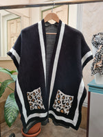 Poncho Tunica negro animal print 8238