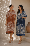 VESTIDO LARGO ESTMAPADO 6651 (AZUL, LADRILLO, OLIVO)