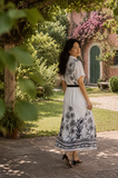 VESTIDO LARGO CON CITURON HS-80124
