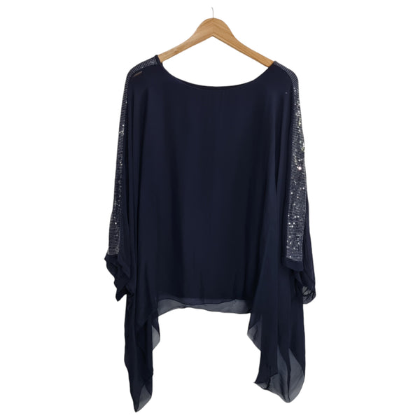 Blusa seda 16219 azul/negro
