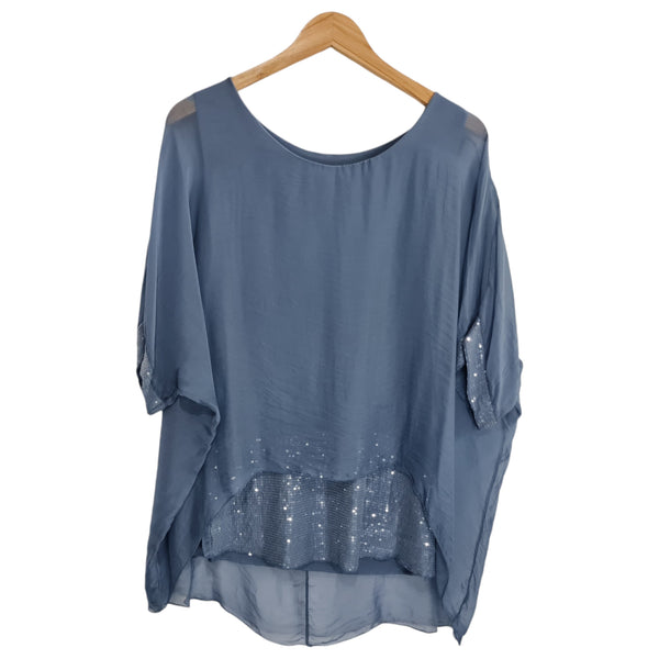 Blusa seda 5197 celeste