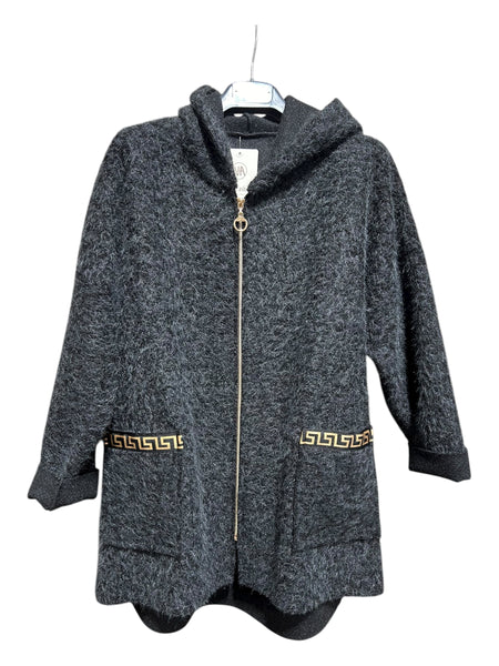 CHAQUETA CON ZIPPER 25287 (NEGRO, BEIGE)