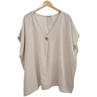 BLUSA BEIGE CON BOTON 90287