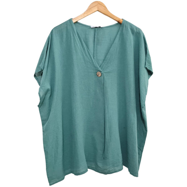 BLUSA VERDE CON BOTON 90287