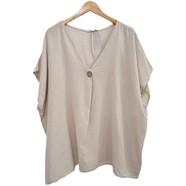 BLUSA BEIGE CON BOTON 90287