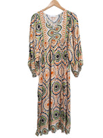 VESTIDO ANARANAJDO CON VERDE  PLAYA 230645