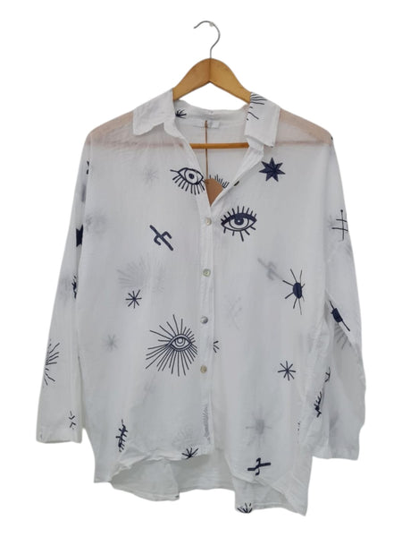 CAMISA ESTAMPADA MANGA LARGA AZUL 907171