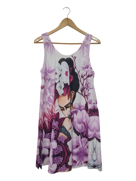 VESTIDO ESTAMPADO  MORADO  CORTO 8057