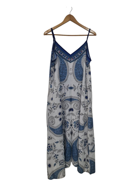 VESTIDO LARGO  AZUL TIRANTES