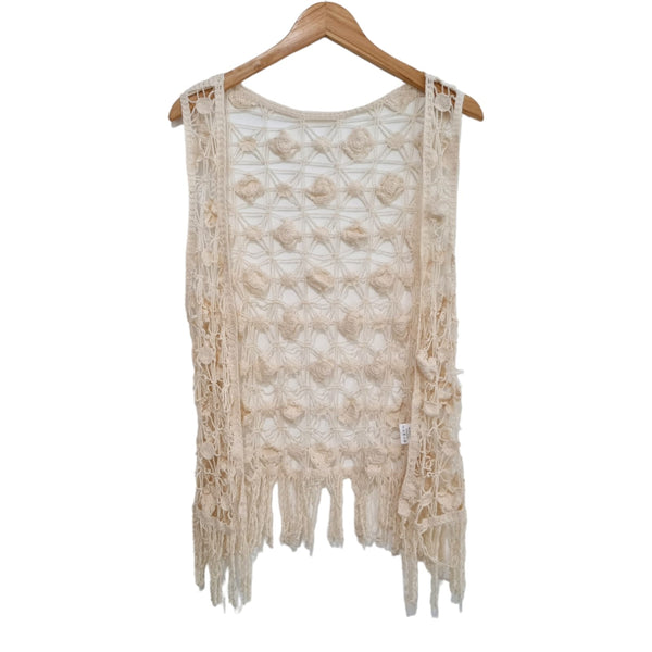 CHAQUETA CORTA BEIGE  TEJIDA 23055