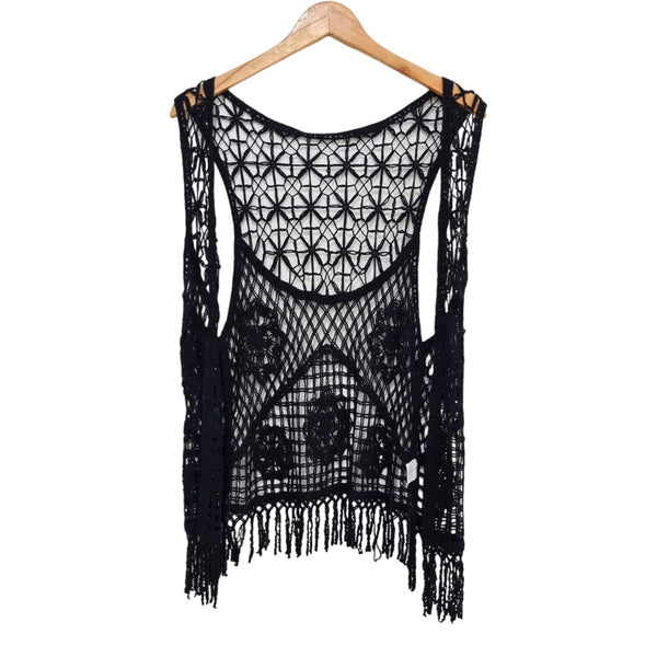 CHAQUETA CORTA NEGRA TEJIDA 23055