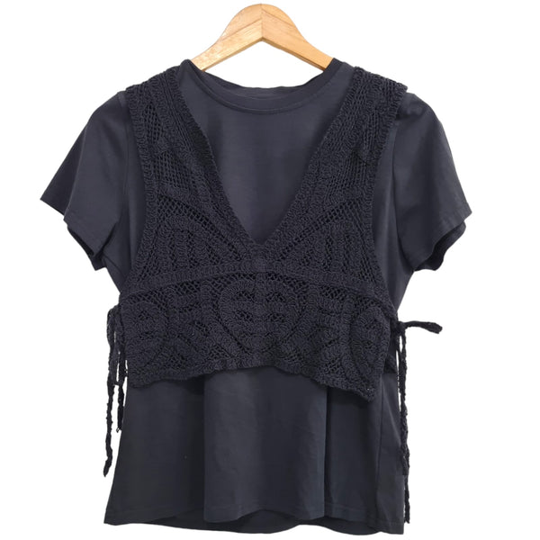 BLUSA NEGRA TOP TEJIDO 8016