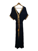 VESTIDO LARGO NEGRO CON DORADO IT841CL