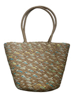 BOLSO BEIGE CON TURQUESA 5169