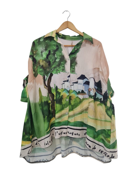 BLUSA CAMISERA ESTAMPADA 24882