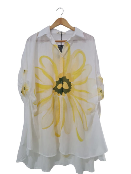 BLUSA CAMISERA FLOR AMARILLA 076