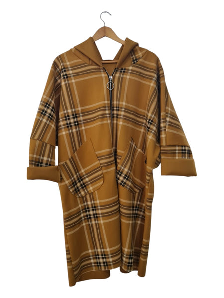 CHAQUETA LARGA CUADRICULADA AMARILLA  25404