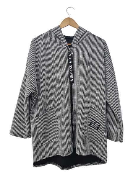 Sueter largo color gris rayado 23459
