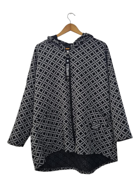 Sueter largo color gris estampado 23459