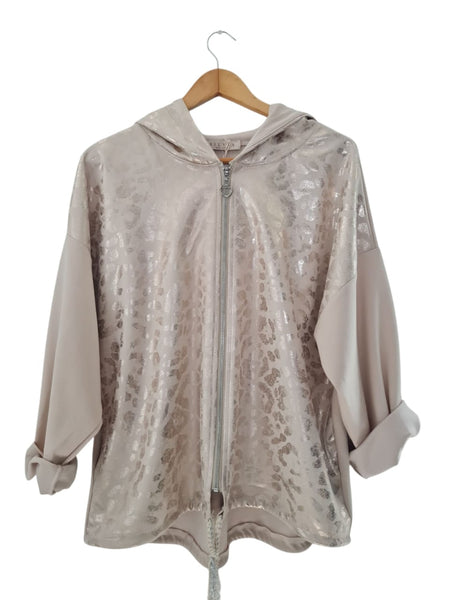 CHAQUETA  ESTAMAPADA 30280 (BEIGE, NEGRO)