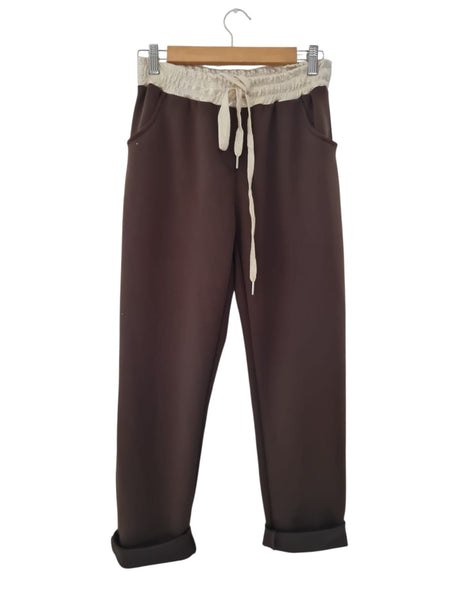 PANTALO TIPO PANTS (CAFE, BEIGE)