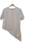 BLUSA RASO CON PUNTILLA 19663 (BLANCO, BEIGE)