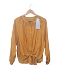 BLUSA BORDADO CON NUDO 30967 (OLIVO. MOSTAZA, AZUL, GRIS, CORINTA)