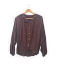 BLUSA BORDADO CON NUDO 309671 (GRIS, CAFE,CORINTA, MARRON)