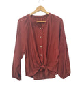 BLUSA BORDADO CON NUDO 309671 (GRIS, CAFE,CORINTA, MARRON)