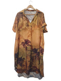 VESTIDO ESTAMPADO 869176 (FUCSIA, AZUL, MOSTAZA)
