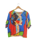 BLUSA ESTAMPADA TS140 (AZUL, CAFE, ANARANJADO, OIVO)