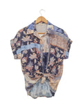BLUSA ESTAMPADA NUDO 91279 (CAFE, AZUL, NEGRO)