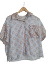 BLUSA CAMISERA  CORTA (CELESTE, AMARILLO)