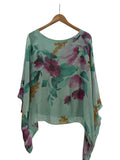 BLUSA SEDA ESTAMPADA (BEIGE, VERDE) 51158