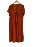 VESTIDO LARGO CON BOTON 62061 (LADRILLO, CAFE)