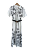 VESTIDO LARGO CON CITURON HS-80124