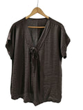 BLUSA LISA CON BOTON 61322 (CAFE, MOSTAZA)