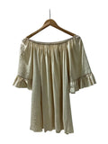 BLUSA LISA LARGA 26106 (BEIGE, BLANCA)