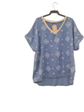 BLUSA ROMBOS 91265 (AZUL, CELESTE)