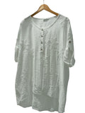 BLUSA LARGA BORDADA 75625 (BEIGE, BLANCO)