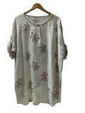 BLUSA LARGA BORDADA 75625 (BEIGE, BLANCO)