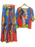 CONJUNTO ESTAMPADO  1400051 (CAFE, ROJO)