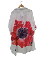 BLUSA CAMISERA FLOR ROJA 076