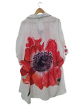 BLUSA CAMISERA FLOR ROJA 076