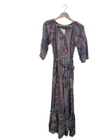 VESTIDO LARGO  LD-2056 AZUL/ ROSADO