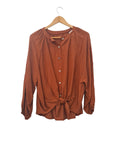 BLUSA BORDADO CON NUDO 309671 (GRIS, CAFE,CORINTA, MARRON)