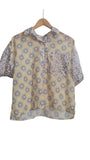 BLUSA CAMISERA  CORTA (CELESTE, AMARILLO)