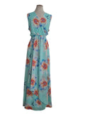 VESTIDO LARGO ESTAMPADO 20227719 (TURQUESA, ANARANAJADO, VERDE)